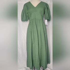 Vero Moda Green Women's Midi Dress Size Medium New With Tags 100% Cotton